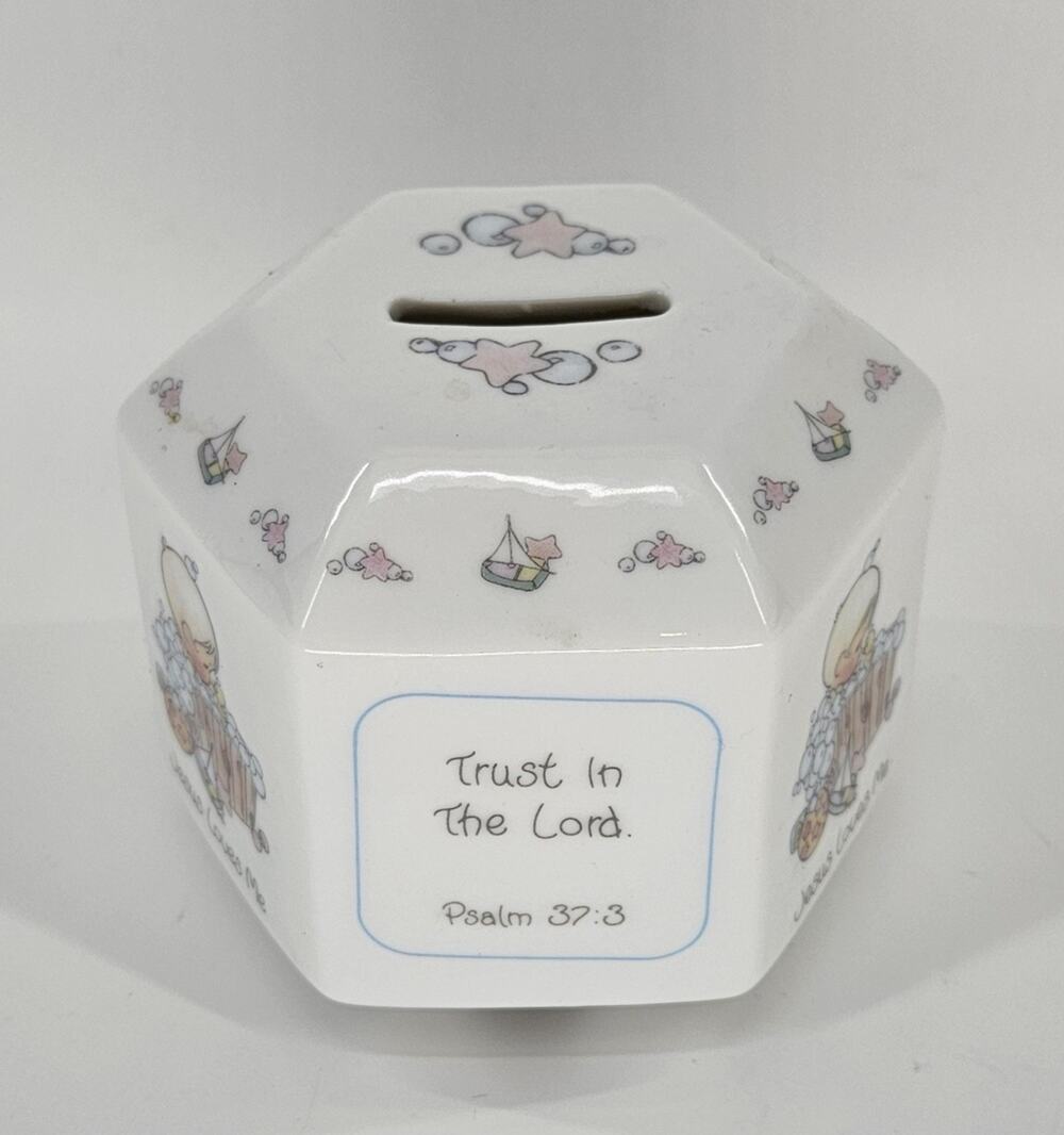 Vintage 1987 Precious Moments Enesco Trust In The Lord Psalm 37:3 Ceramic Bank